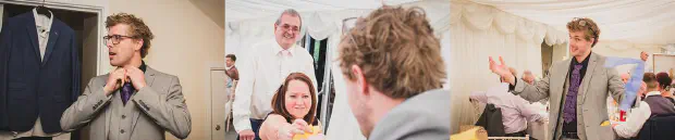 People reacting to Kristien Harris performing magic at a wedding