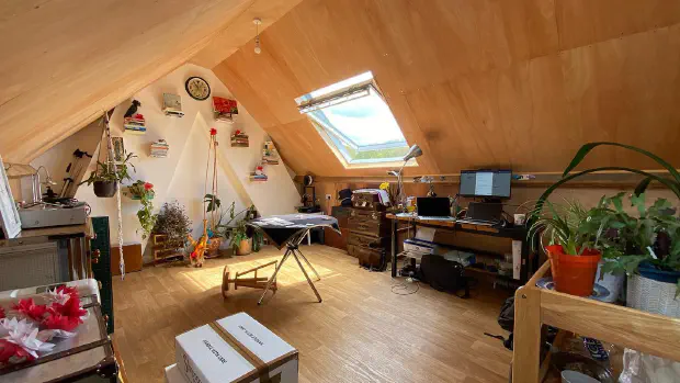 Converted myself with my engineer Dads structural design Devon Magician and artist attic studio